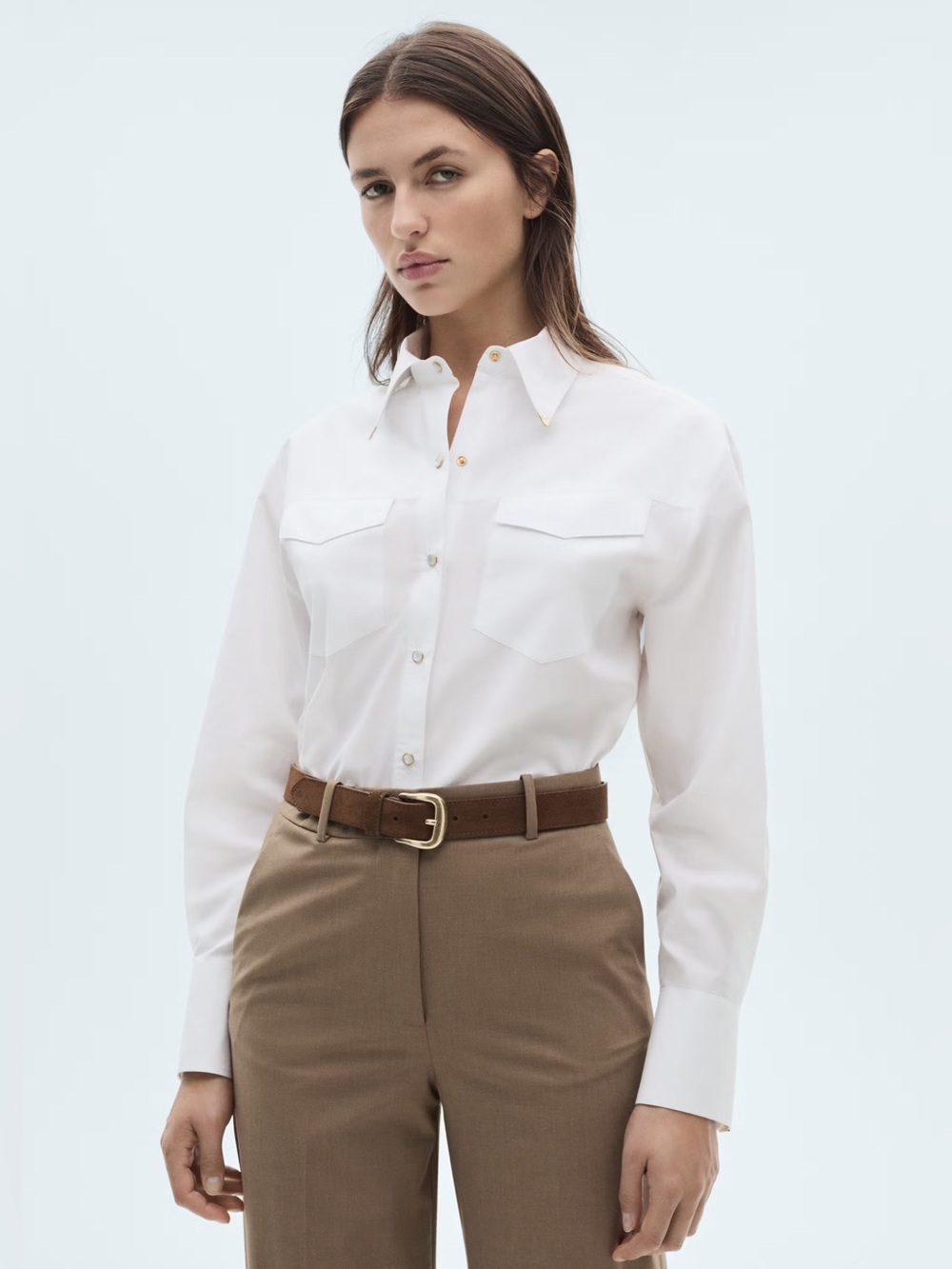 Mango White Button-Down Shirt NWT